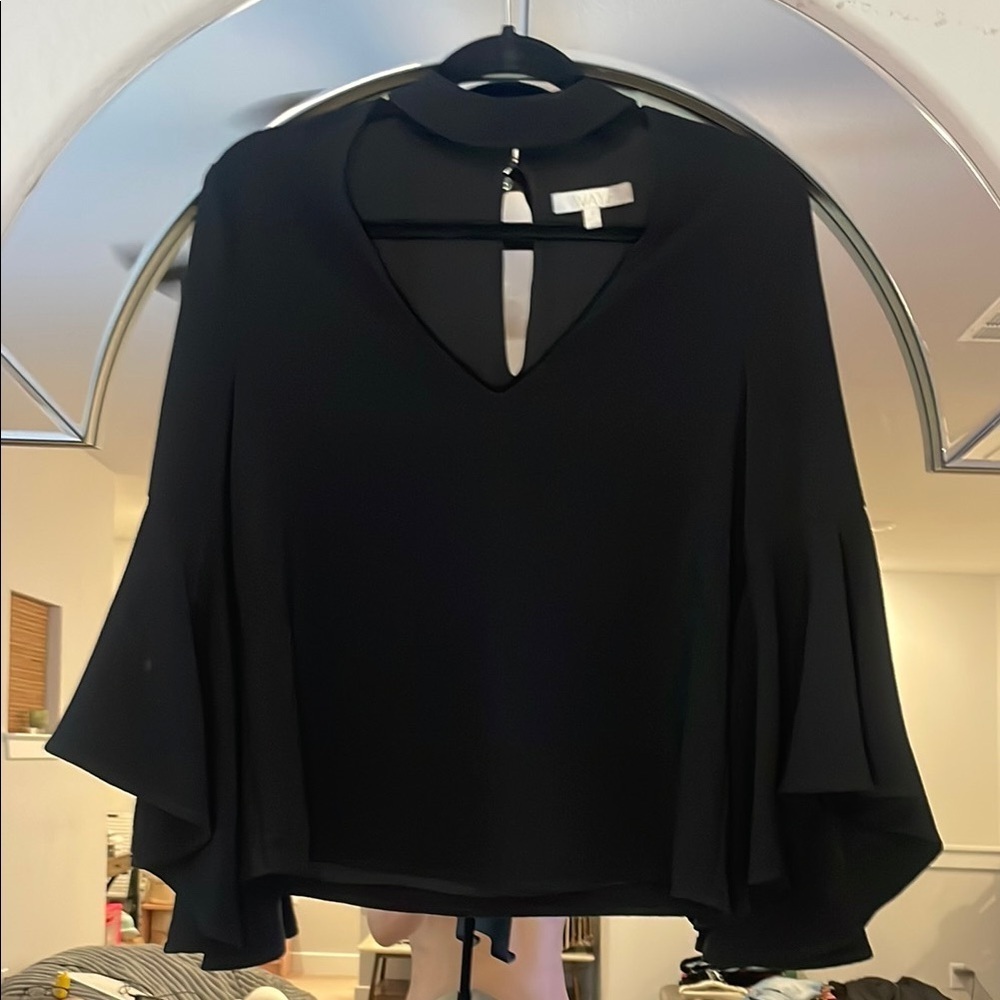 Wayf Black Ruffled Bell Sleeve Blouse - Picture 5 of 10